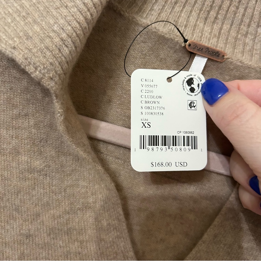 NWT Free People Eloura Cashmere Henley Sweater - Picture 3 of 4